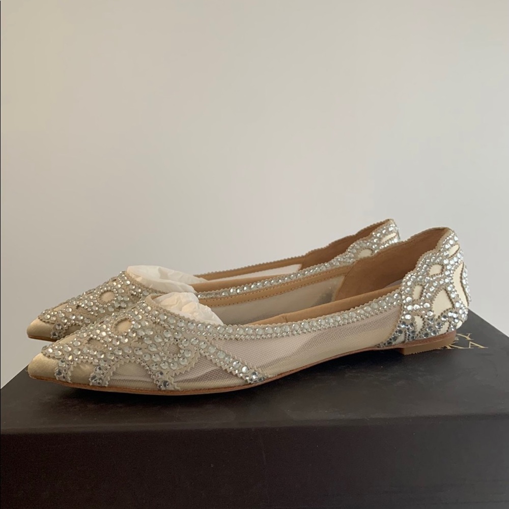 Badgley Mischka Gigi Crystal pointed toe flats